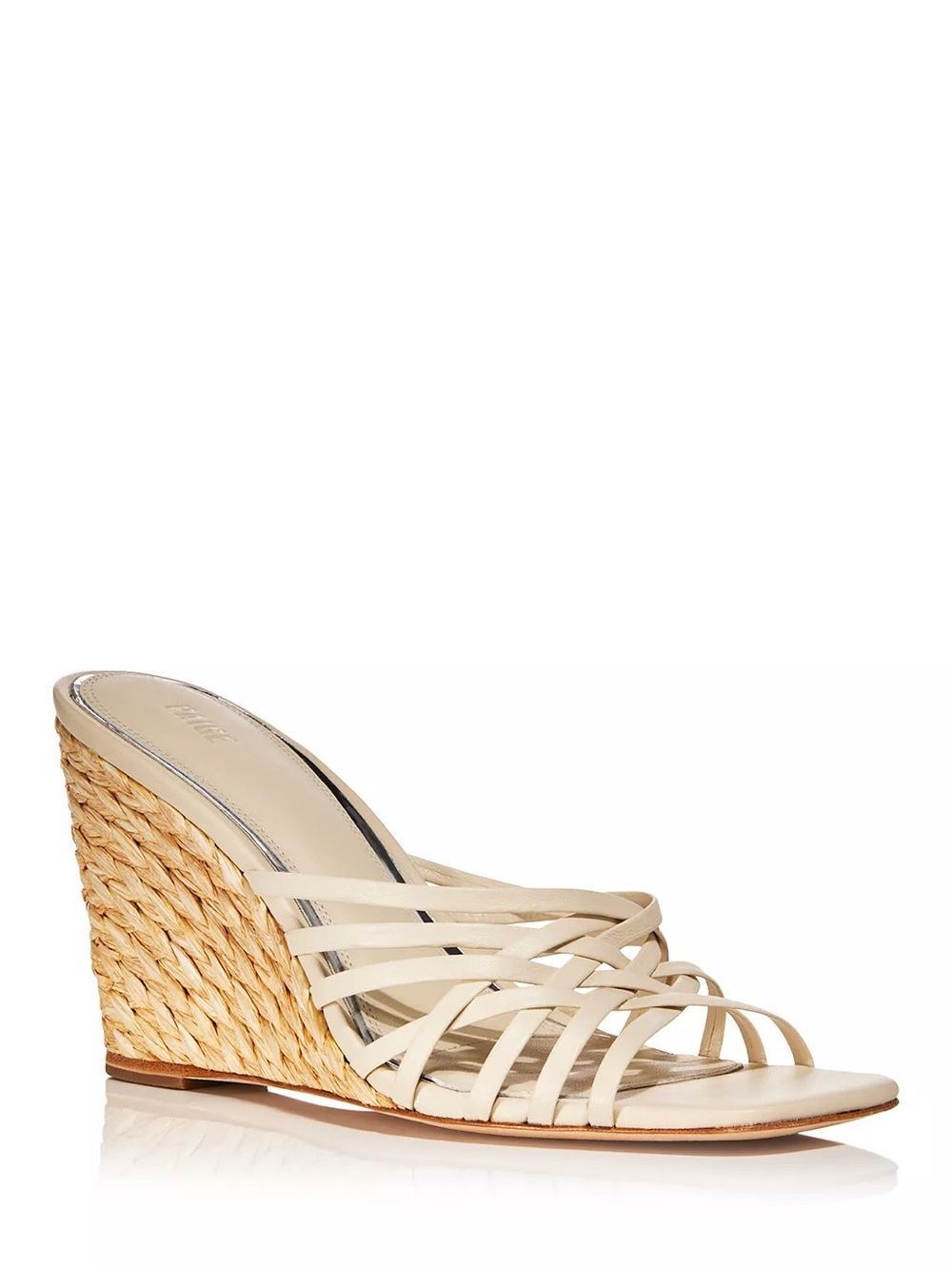 PAIGE Cream Strappy Raffia Wedge Sandals 10 US NWOT